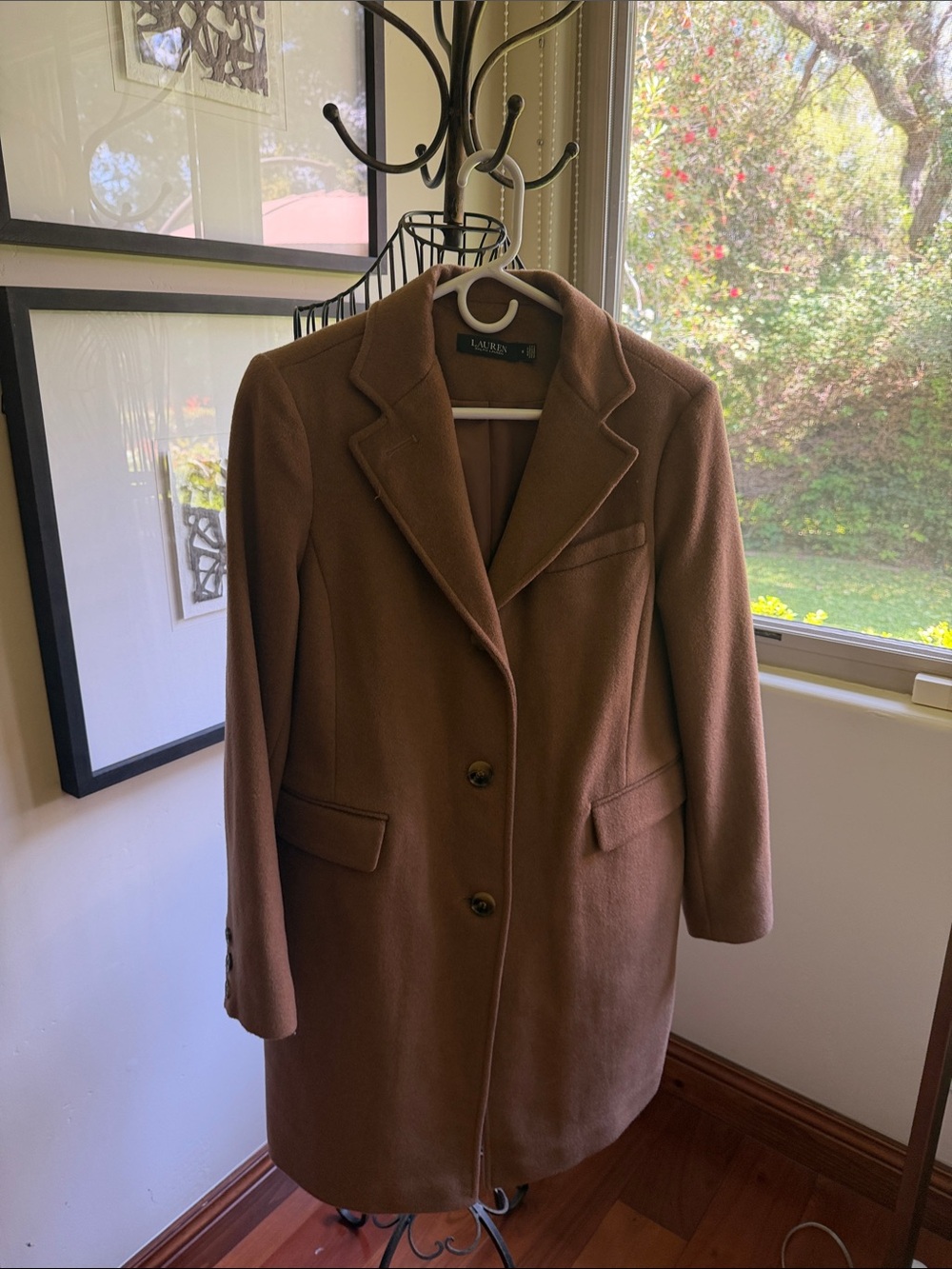 Lauren Ralph Lauren Brown Single-Breasted Wool-Blend Trench Coat